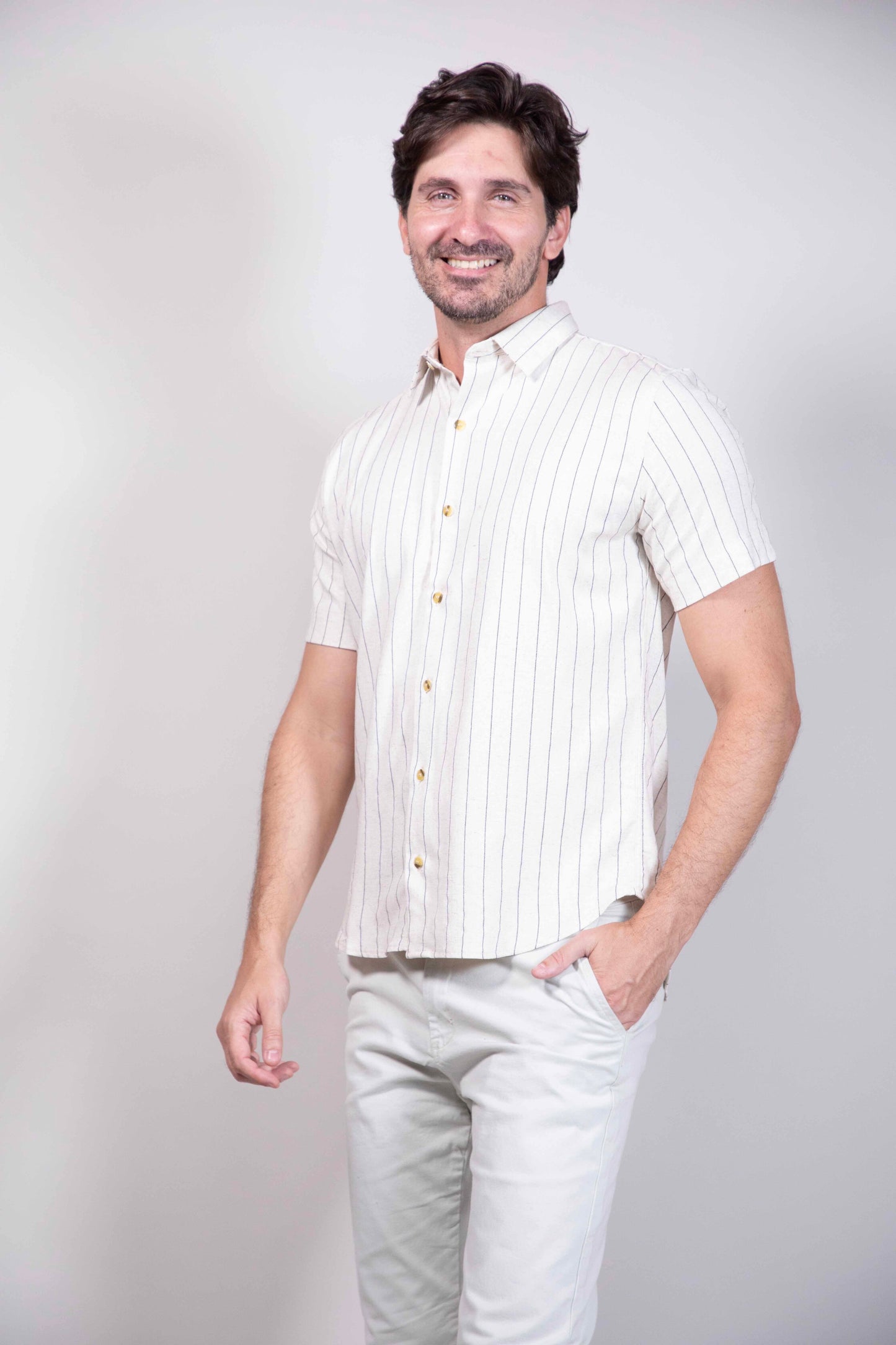 Camisa Risca de Giz Manga Curta
