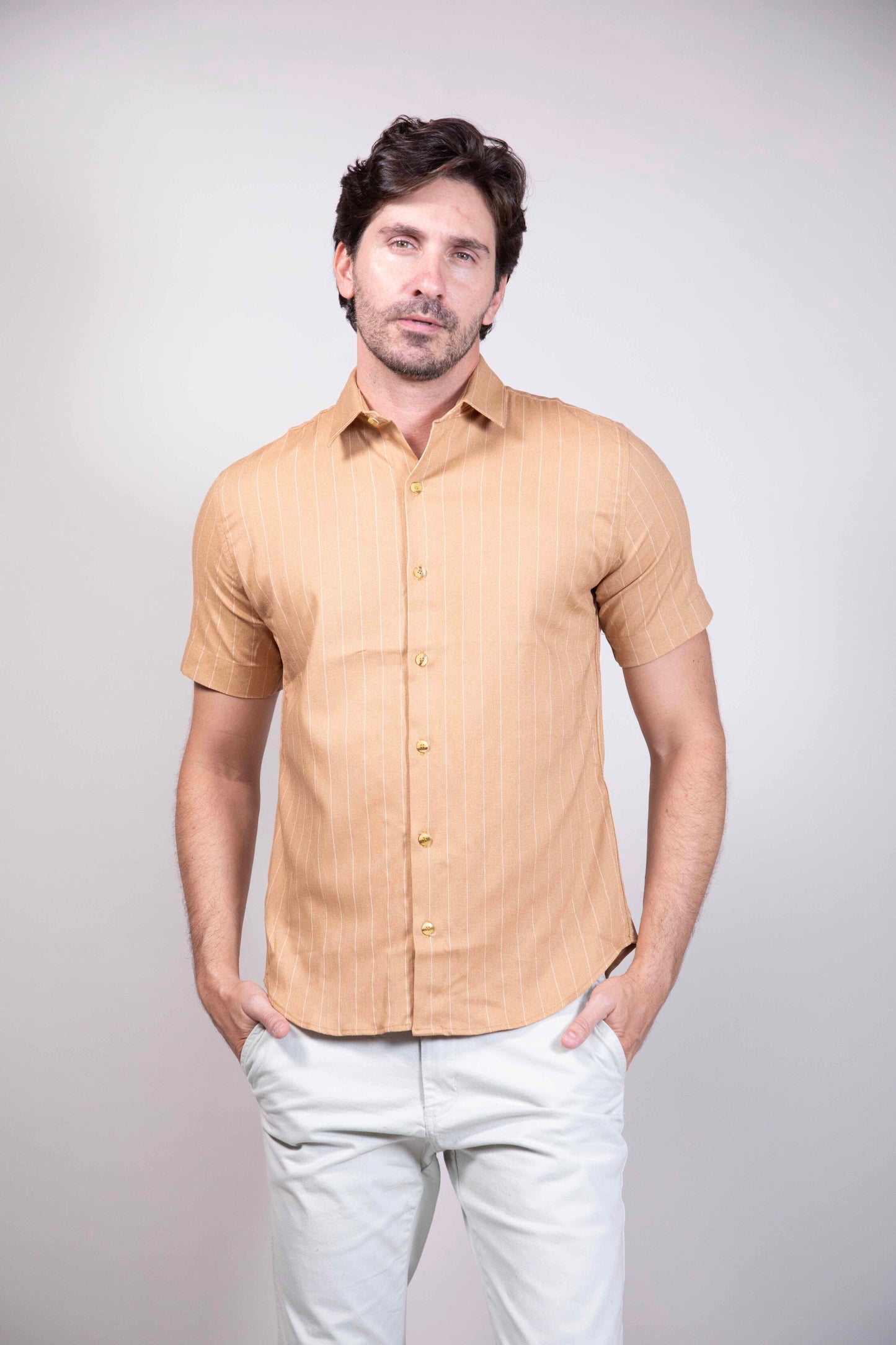 Camisa Risca de Giz Manga Curta