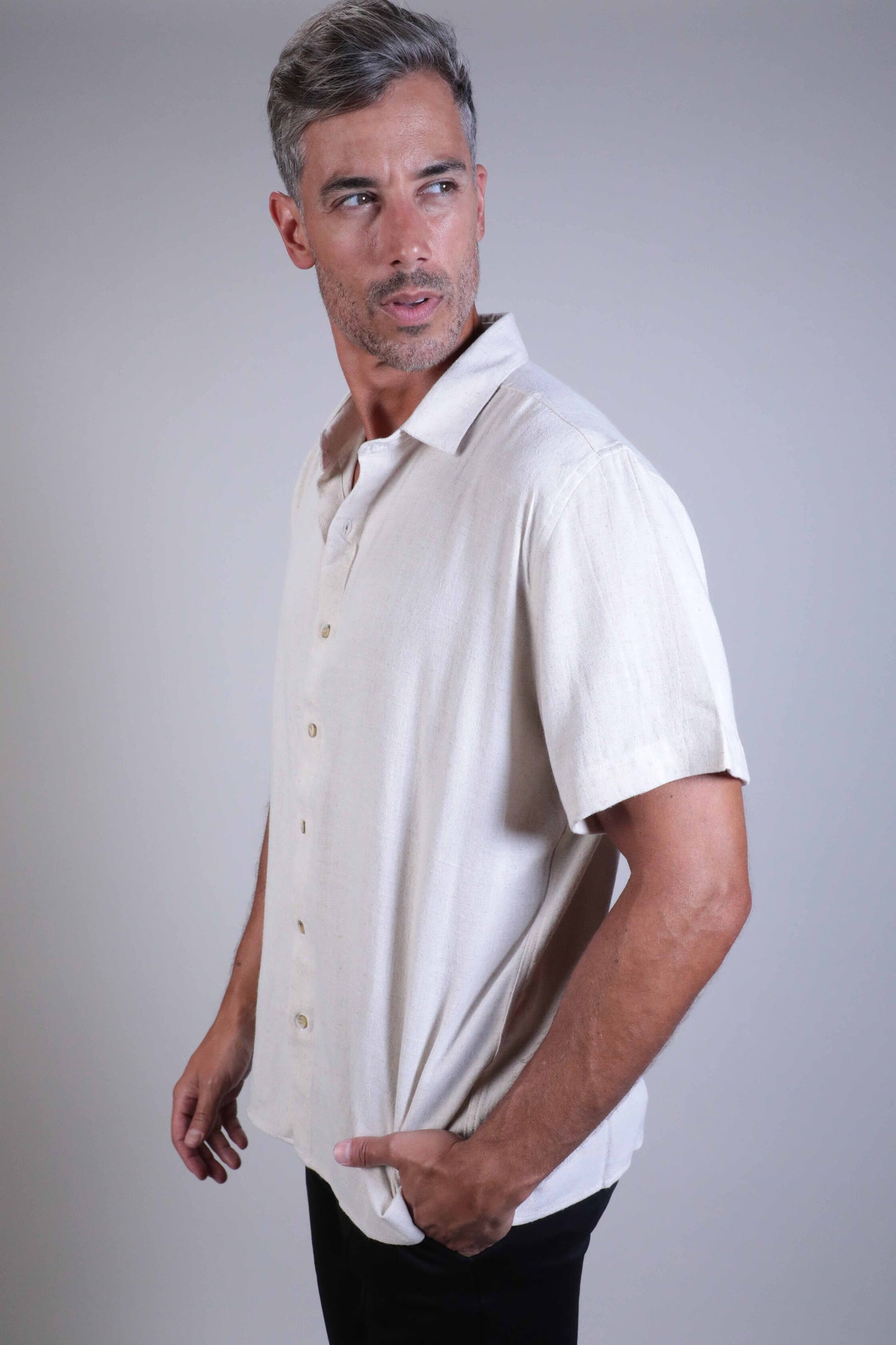 Camisa Linho Manga Curta