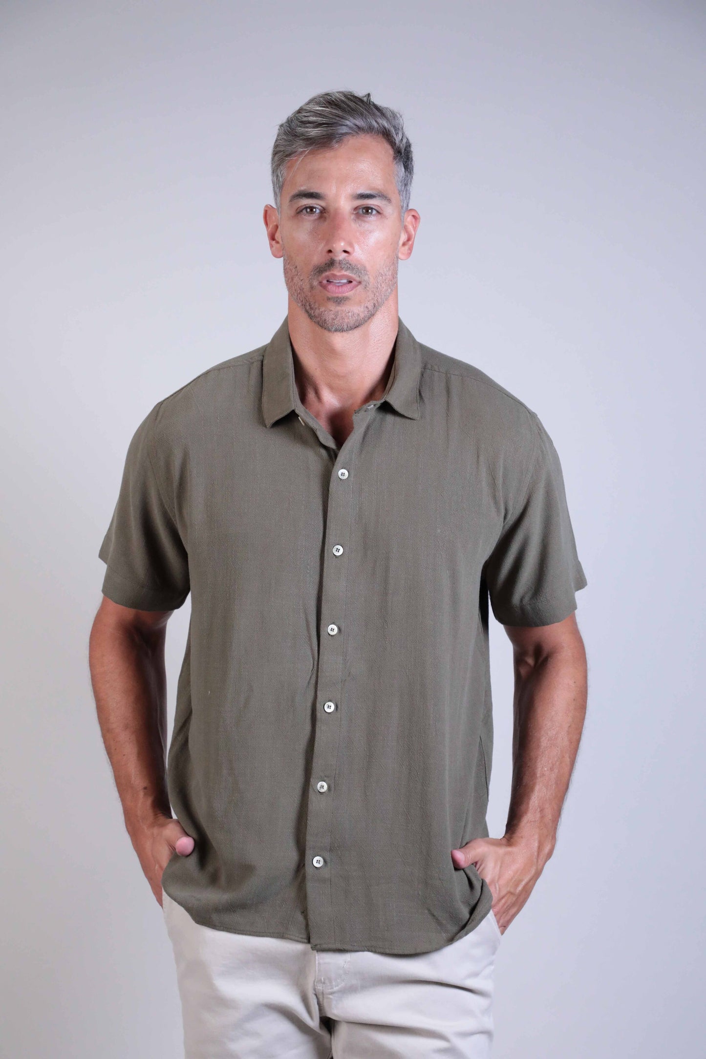Camisa Linho Manga Curta