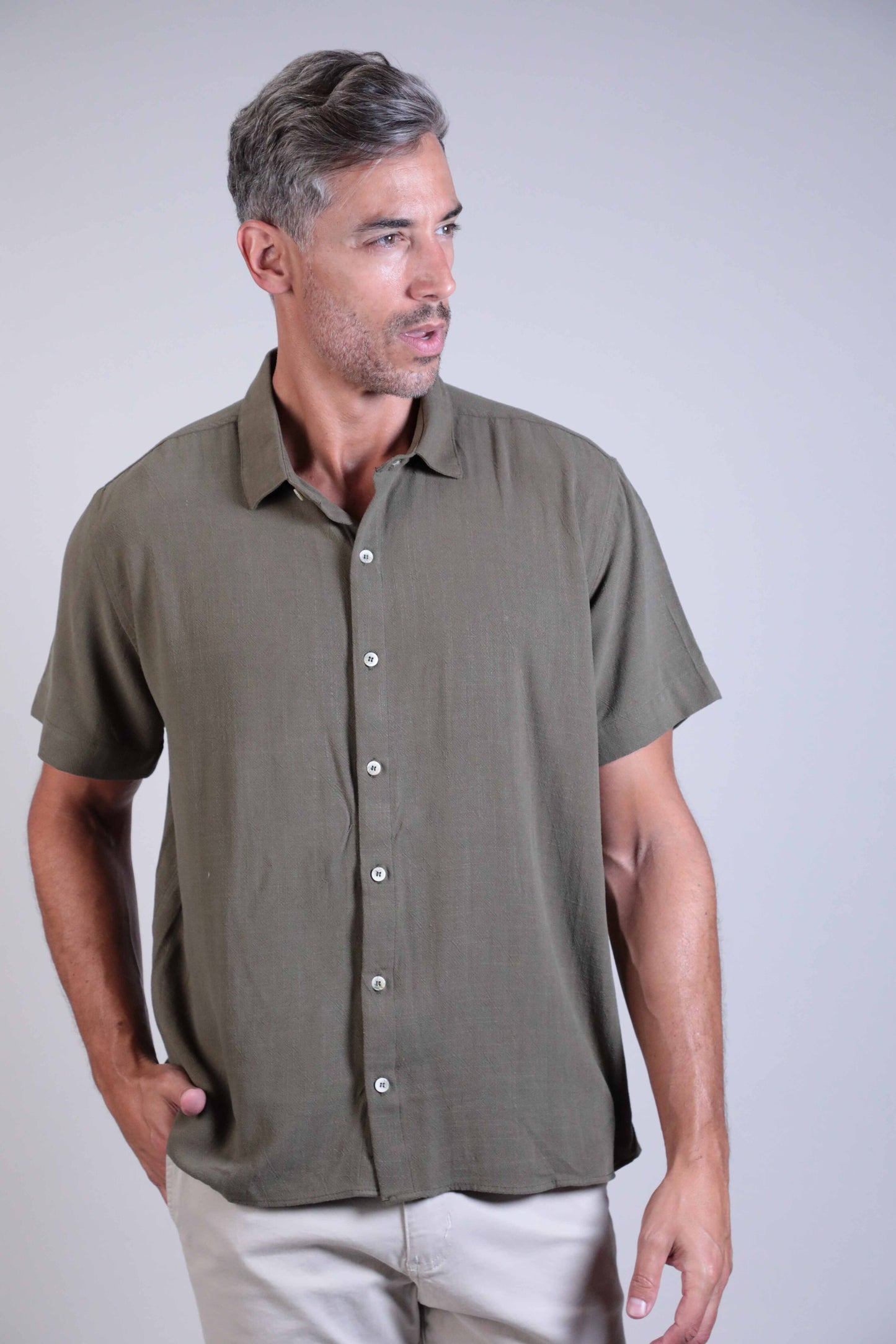 Camisa Linho Manga Curta
